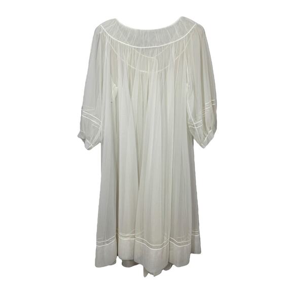 Vintage Shadowline White Nylon Chiffon Robe Large Babydoll Open Front Sleepwear - Picture 3 of 7